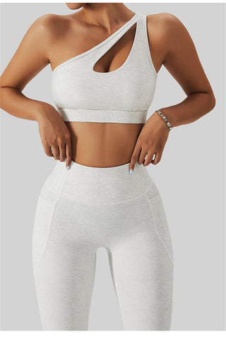 One Shoulder Cut Out Sports Bra