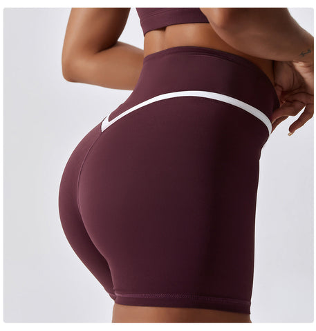 Color Block Crossover Yoga Shorts