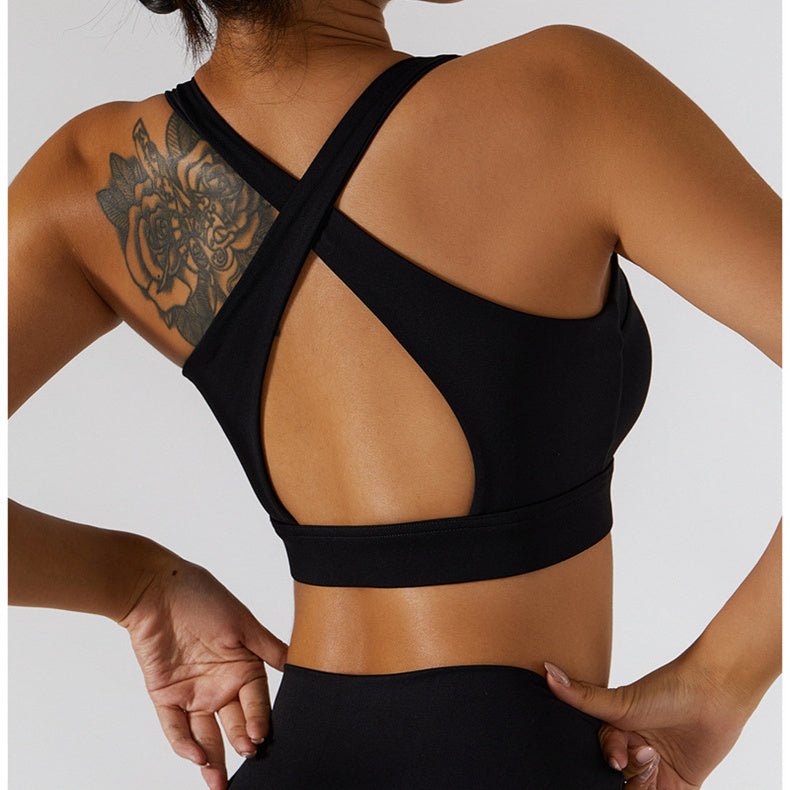 Zip Front Backless Crisscross Sports Bra