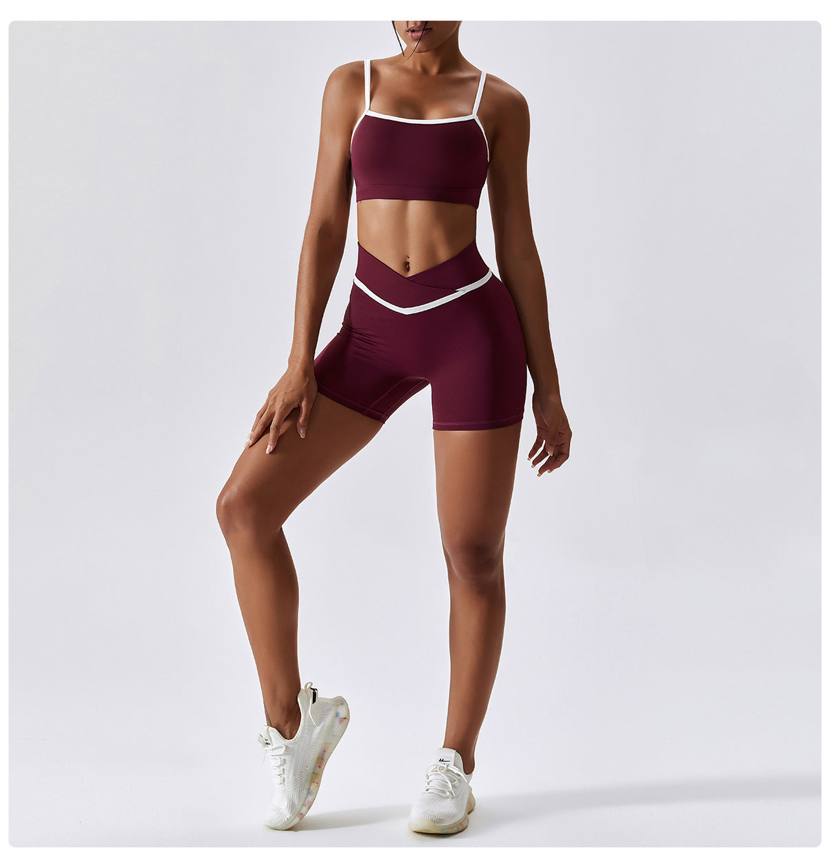 Color Block Crossover Yoga Shorts