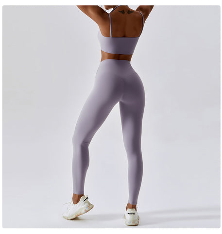 Yoga-BH und Leggings-Set mit Doppelträgern