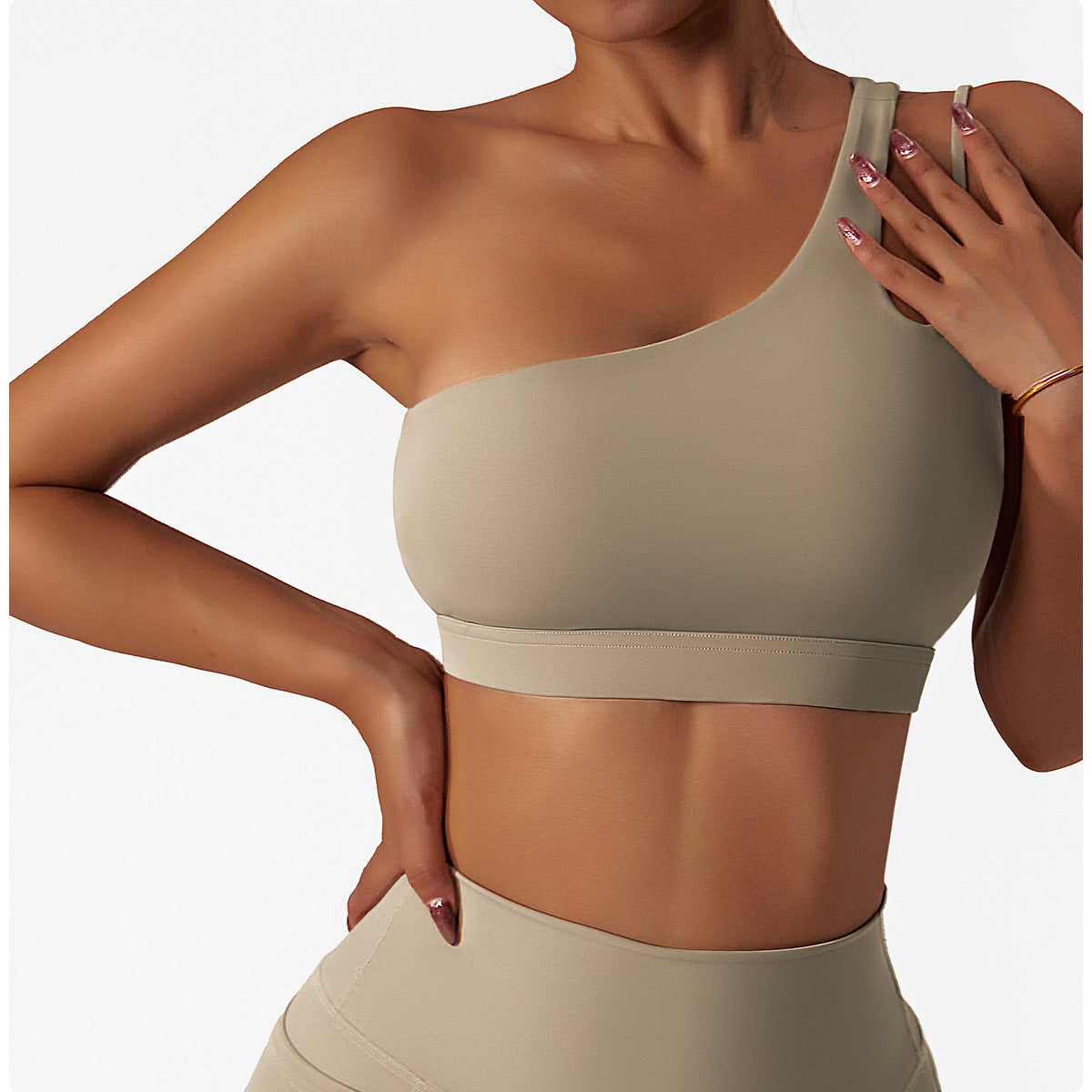 One Shoulder Cut Out Yoga Bra