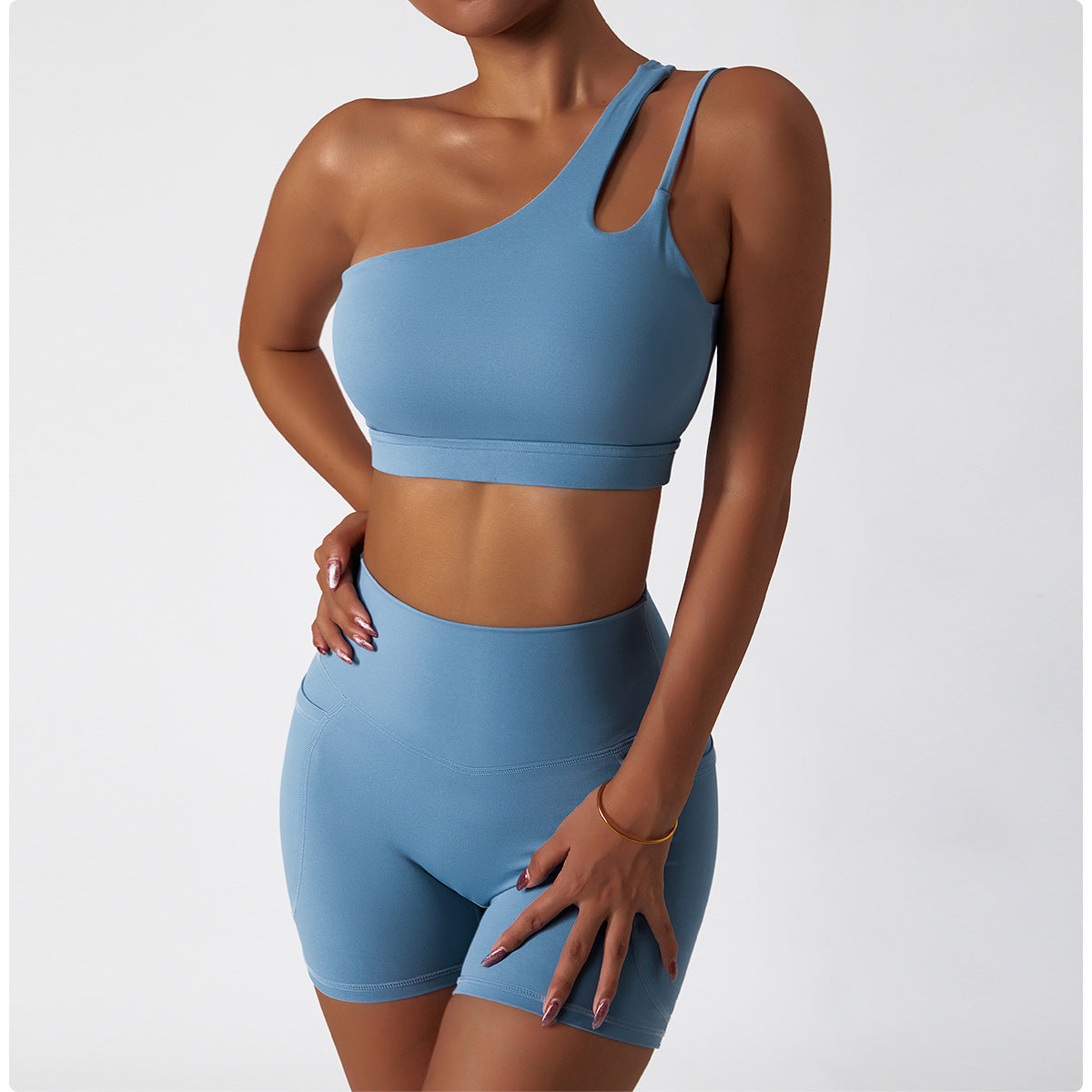 One Shoulder Cut Out Yoga Bra