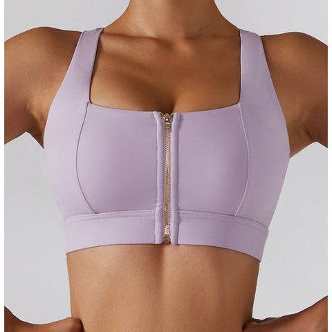 Zip Front Backless Crisscross Sports Bra