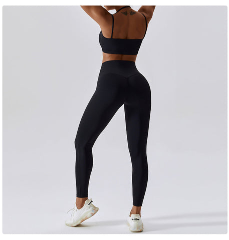 Yoga-BH und Leggings-Set mit Doppelträgern