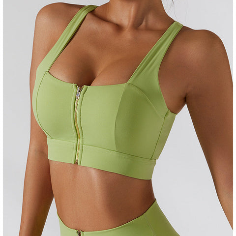 Zip Front Backless Crisscross Sports Bra