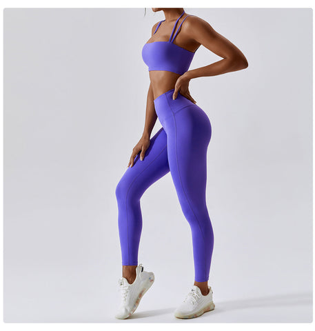 Yoga-BH und Leggings-Set mit Doppelträgern