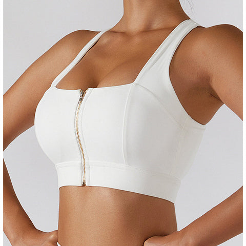 Zip Front Backless Crisscross Sports Bra