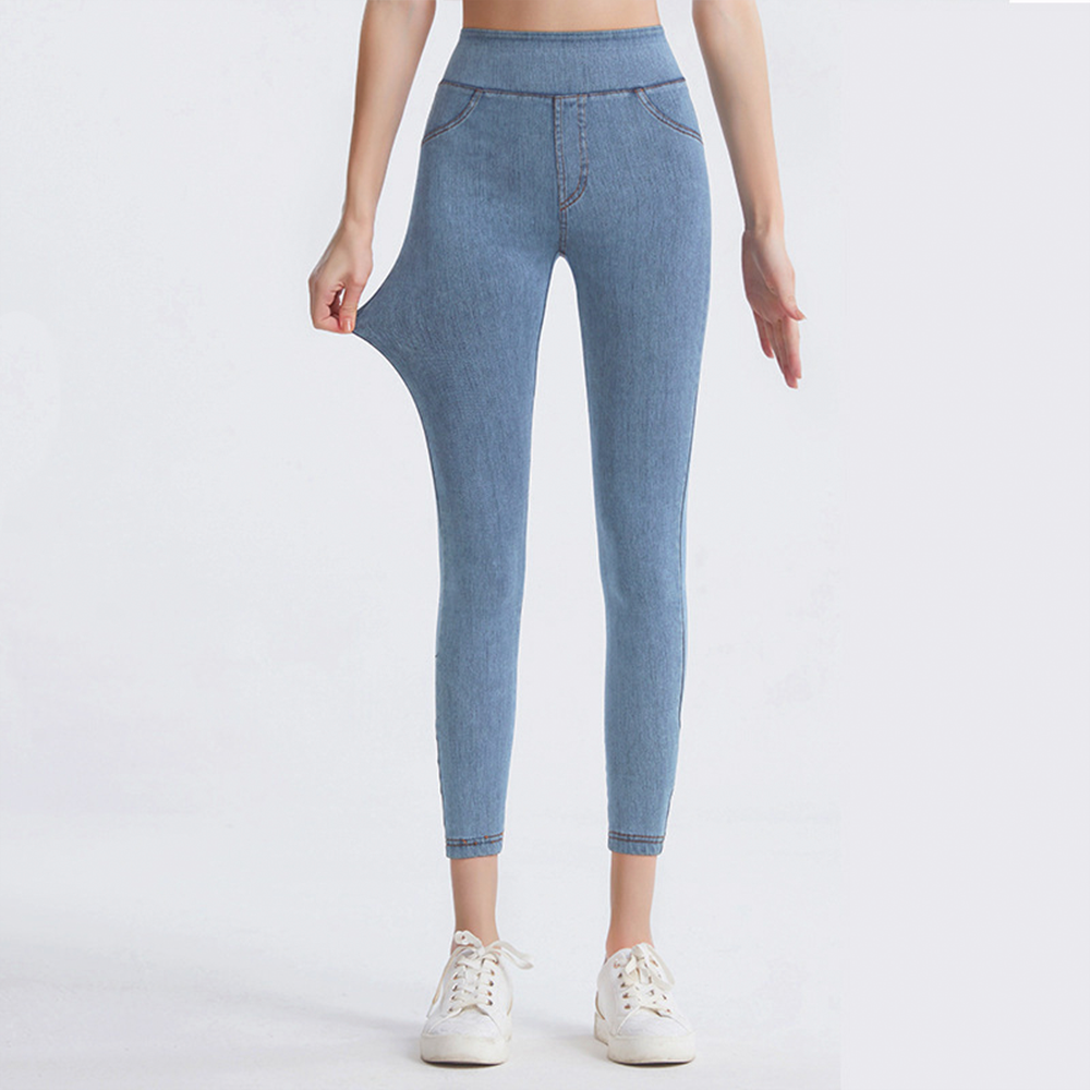 Stretch-Jeansleggings mit hoher Taille