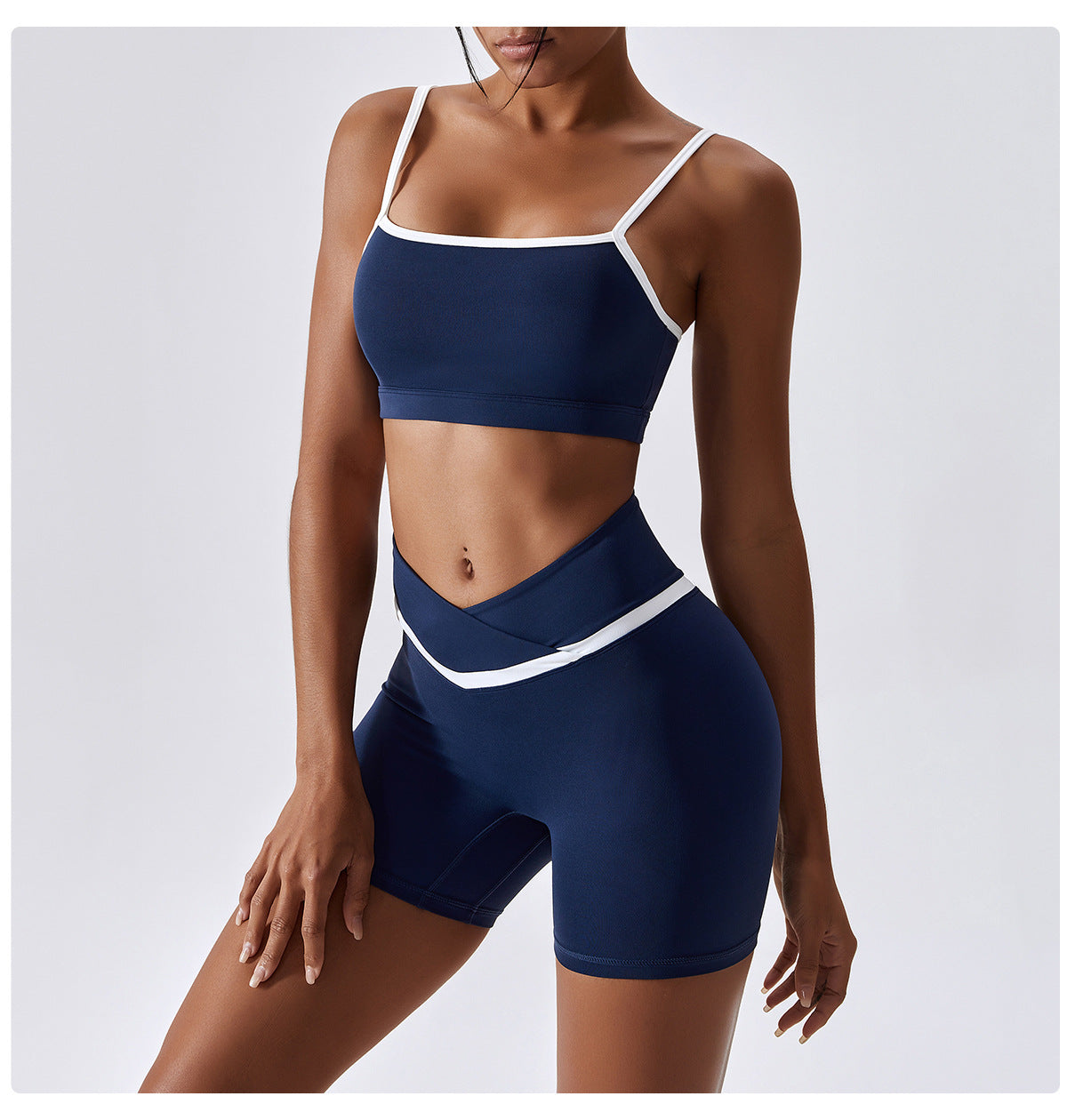 Color Block Crossover Yoga Shorts