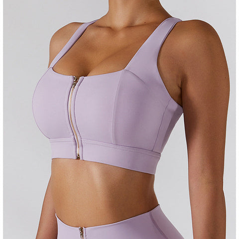 Zip Front Backless Crisscross Sports Bra