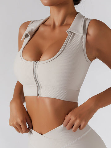 Collared Zip Front Sports Tank Top