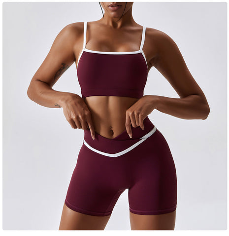 Color Block Sports Bra & Shorts Set