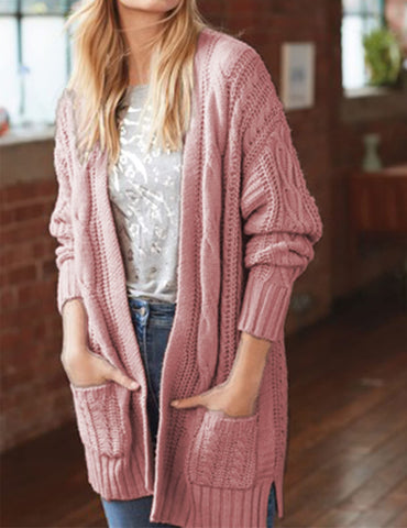 Open Front Cable Knit Chunky Cardigan Sweaters