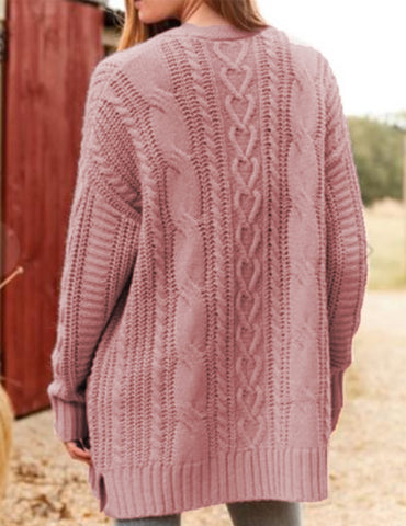 Open Front Cable Knit Chunky Cardigan Sweaters