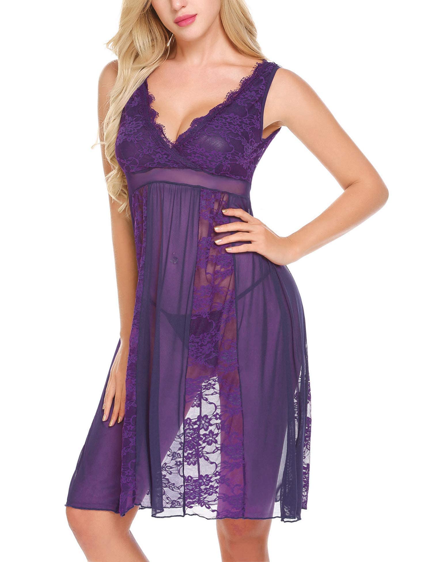 Avidlove Babydoll Dessous Nachthemden für die Braut Spitze Chemise Dessous Nachthemd 