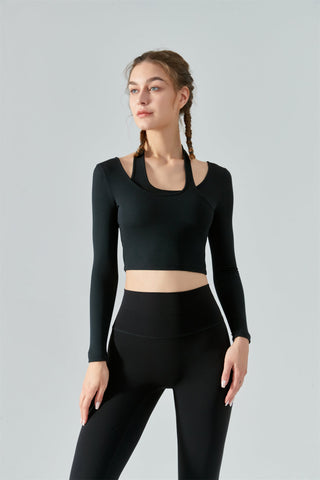 Ribbed Halter Strap Sports Top