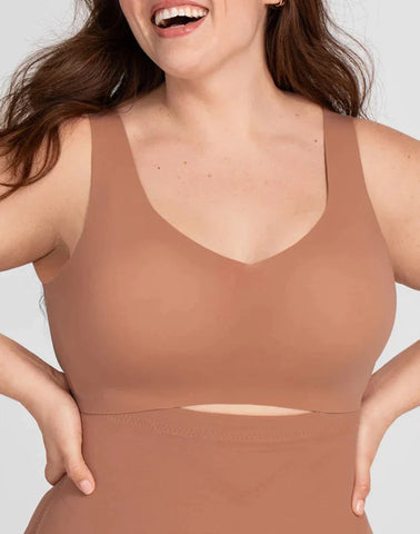 Airy Zero V-Neck Bra Cinnamon Plus