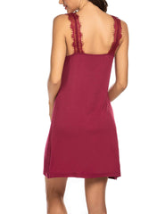 Lace V-Neck Sleeveless Nightgown