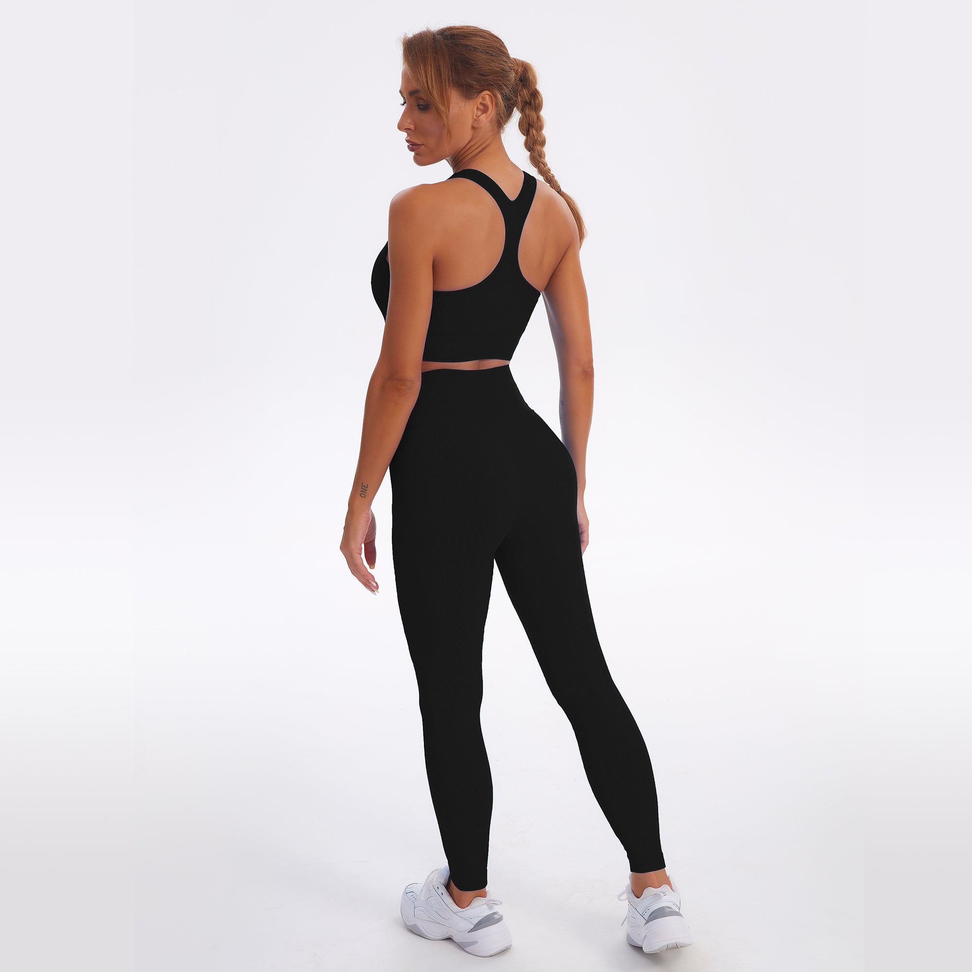 Conjunto de yoga para gimnasio sin costuras, camiseta sin mangas deportiva con cremallera y leggings para mujer