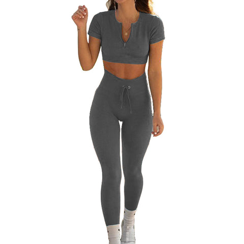 Workout Sets Seamless Short Sleeve Top & Leggings