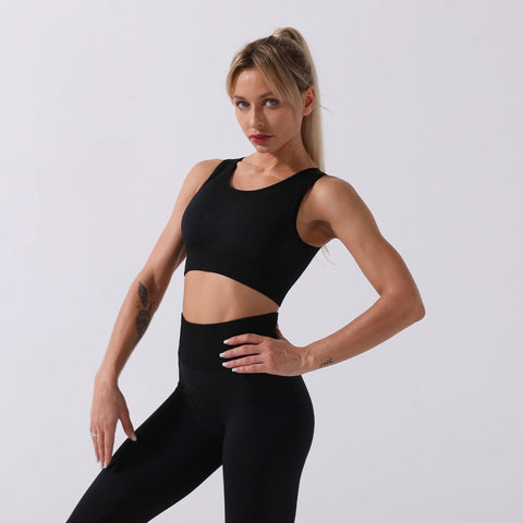 Conjunto de yoga sin costuras, sujetador deportivo y leggings