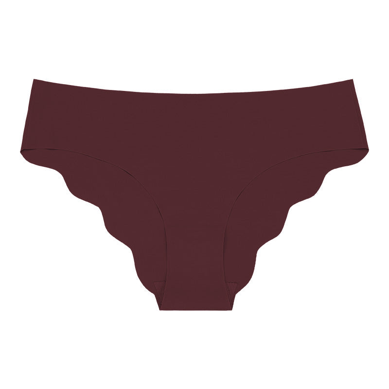 Seamless Solid Color Scalloped Edge Panties