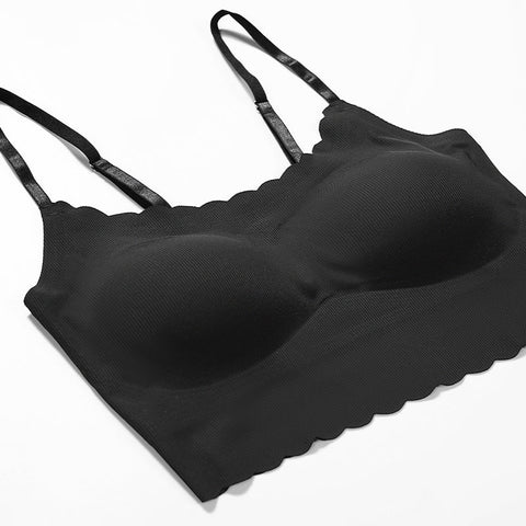 Bügelloses Bralette-Top mit gewelltem Saum und tiefem Rückenausschnitt