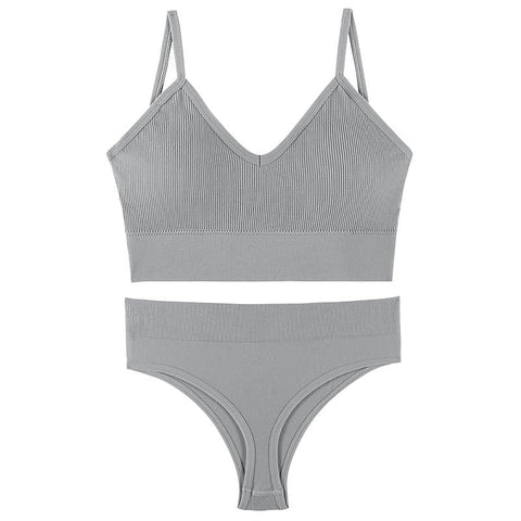 Conjunto de sujetador push-up y ropa interior sin aros, con copa triangular francesa, suave y cómodo, color gris claro