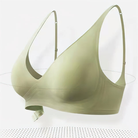 Haullps Wirefree Seamless Bra for Women Invisible Deep V Plunge Bra with Removeable Padding