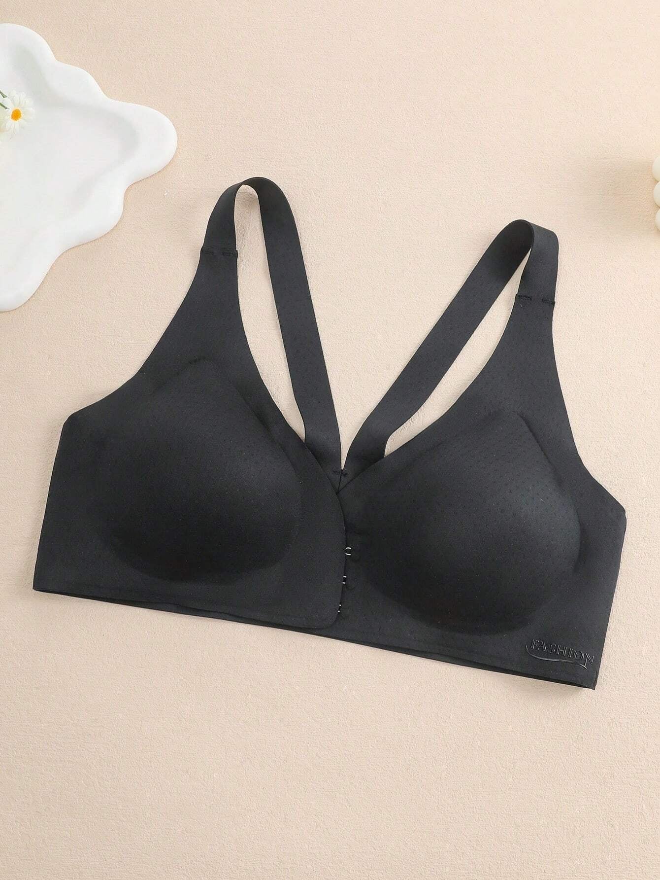 Seamless Bra For Women That Lift, Shape, And Provide Support With No Wires, 3-row Hook-and-eye Closure For Comfortable Fit Black