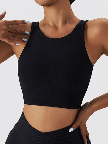 Live In Rib Crew Neck Backless Crop Top