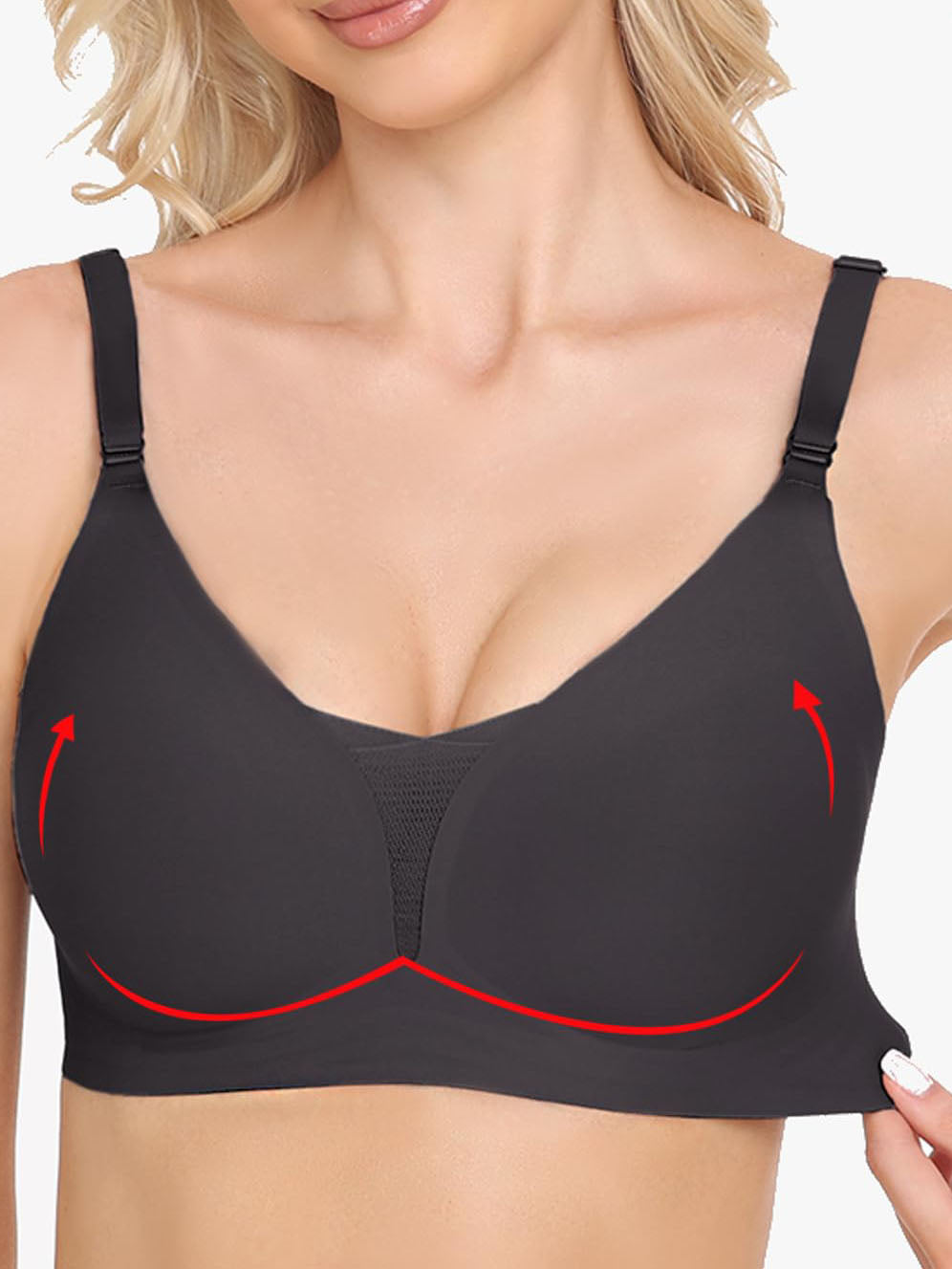 Mesh Bras for Women No Underwire Wireless Comfort Lift Push Up Bralettes for Women with Support and Bra Black