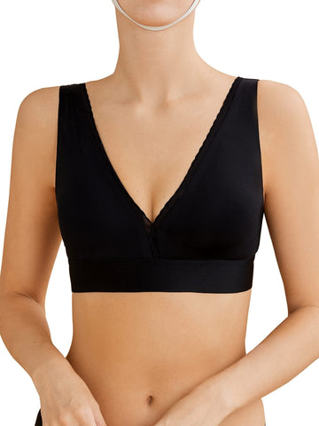 Bralettes für Damen V-Ausschnitt-BHs für Damen Schwarz