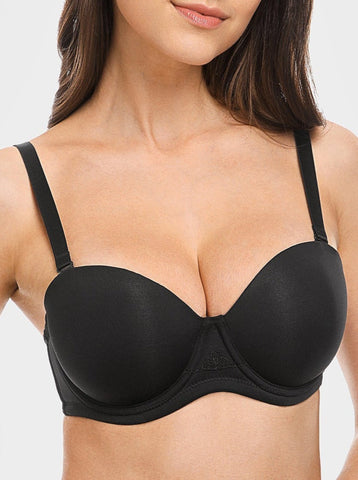 Full Figure Strapless Underwire Multiway Contour Bra-Black