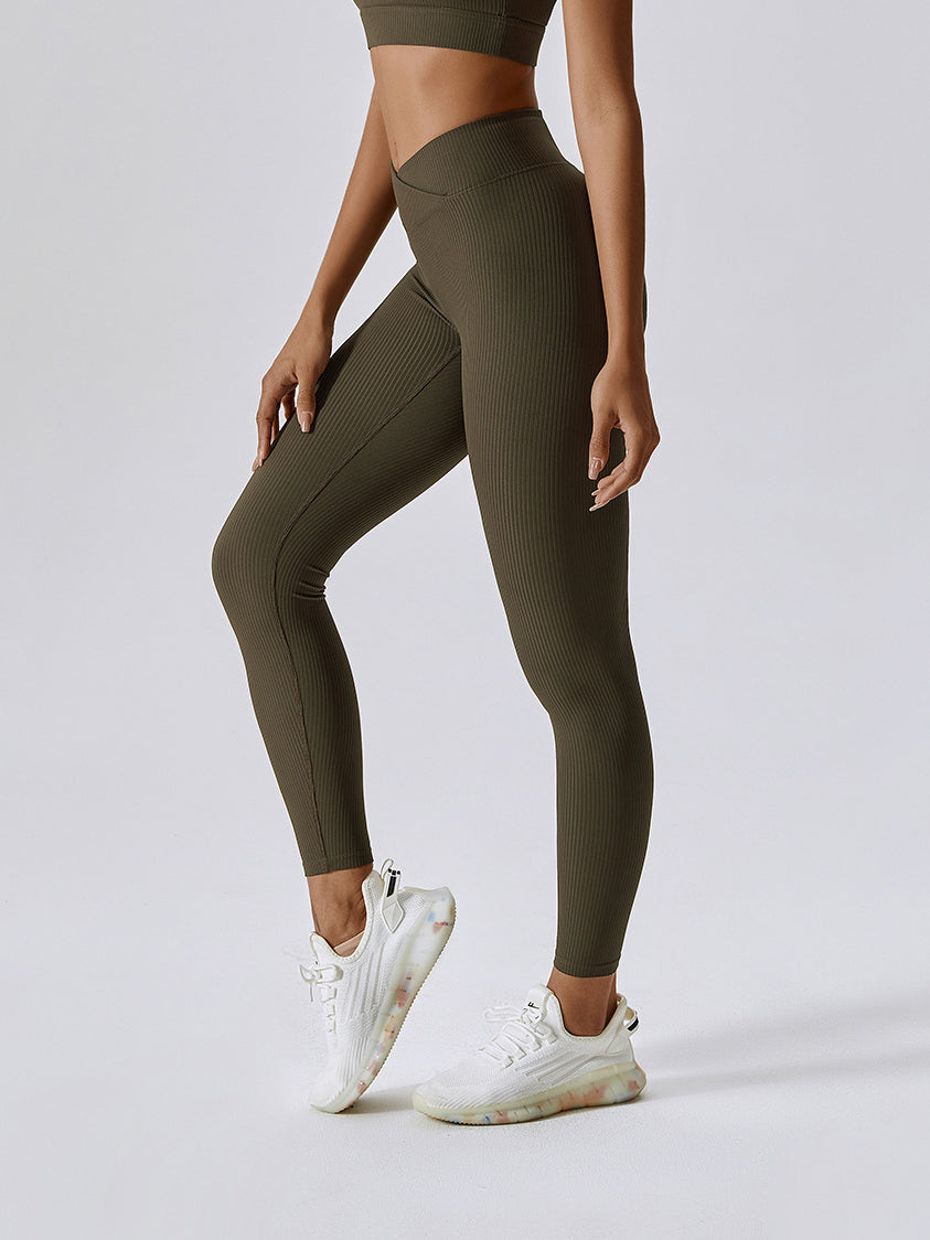 Gerippte Po-Lift-Yoga-Leggings 