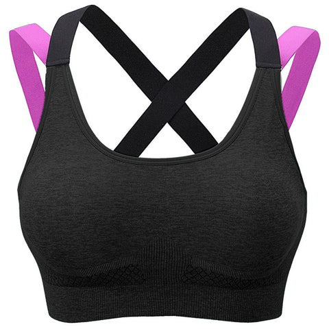 Cross-Strap Back Medium Support Sports Yoga Wireless Bra