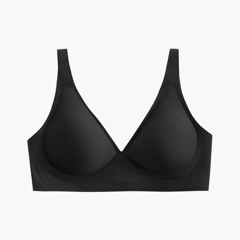 Women Comfort Basic Everyday Bra V Neck Soft Black