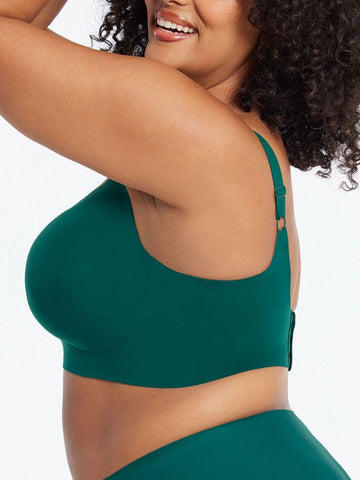 Mid-Rise Neckline Wireless Bra Green