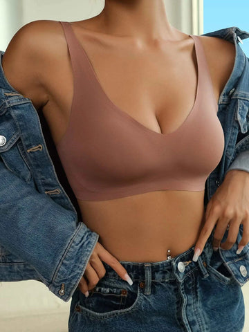 Solid Seamless Bralette RosyBrown