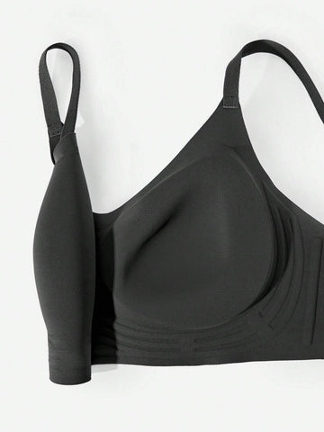 Nahtloses, bequemes, bügelloses Bralette in Schwarz