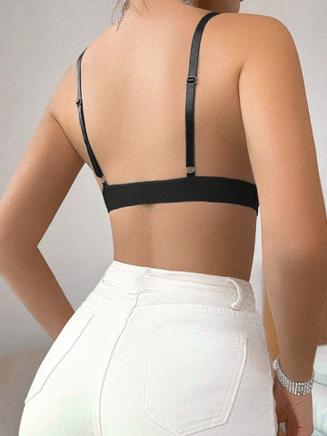 Comfortable Solid Wireless Bra Black