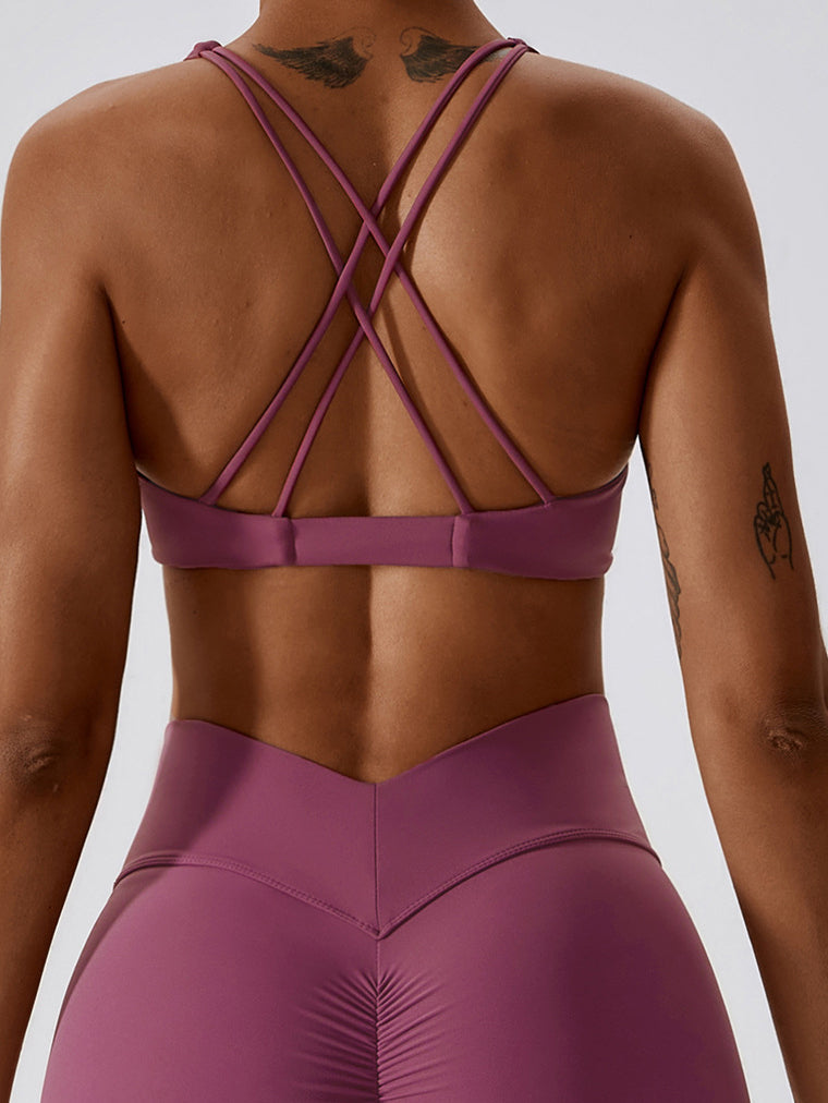 Double Straps Cross Back Yoga Bra