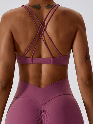 Double Straps Cross Back Yoga Bra