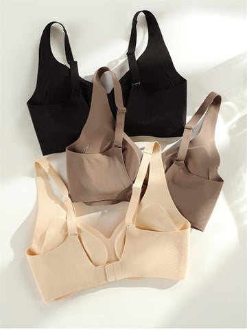 Wide Straps Wireless Bra Beige