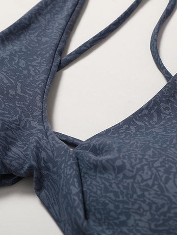 Air Cloud Wave Print Twist Gym Bra