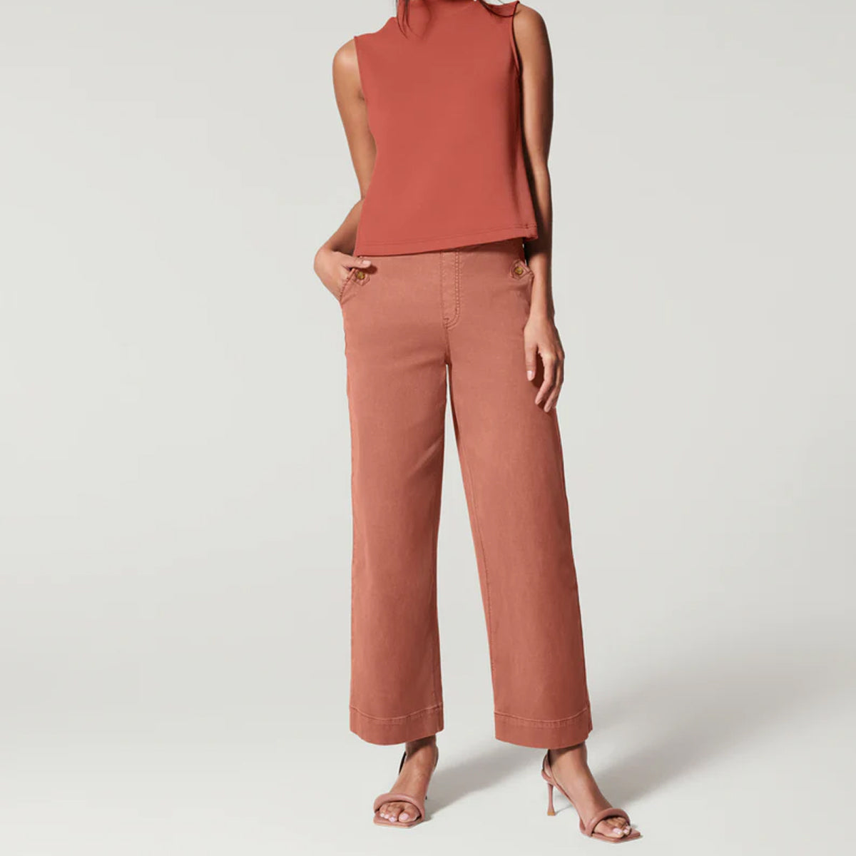 Stretch Twill Cropped Wide Leg Pant