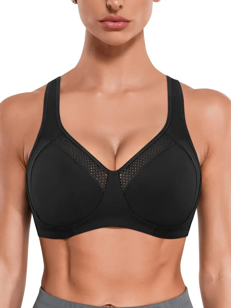 Cut Out Push Up Shockproof Wireless Sports Bra