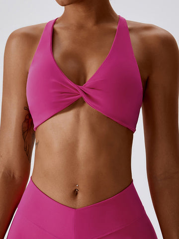 Double Straps Cross Back Yoga Bra