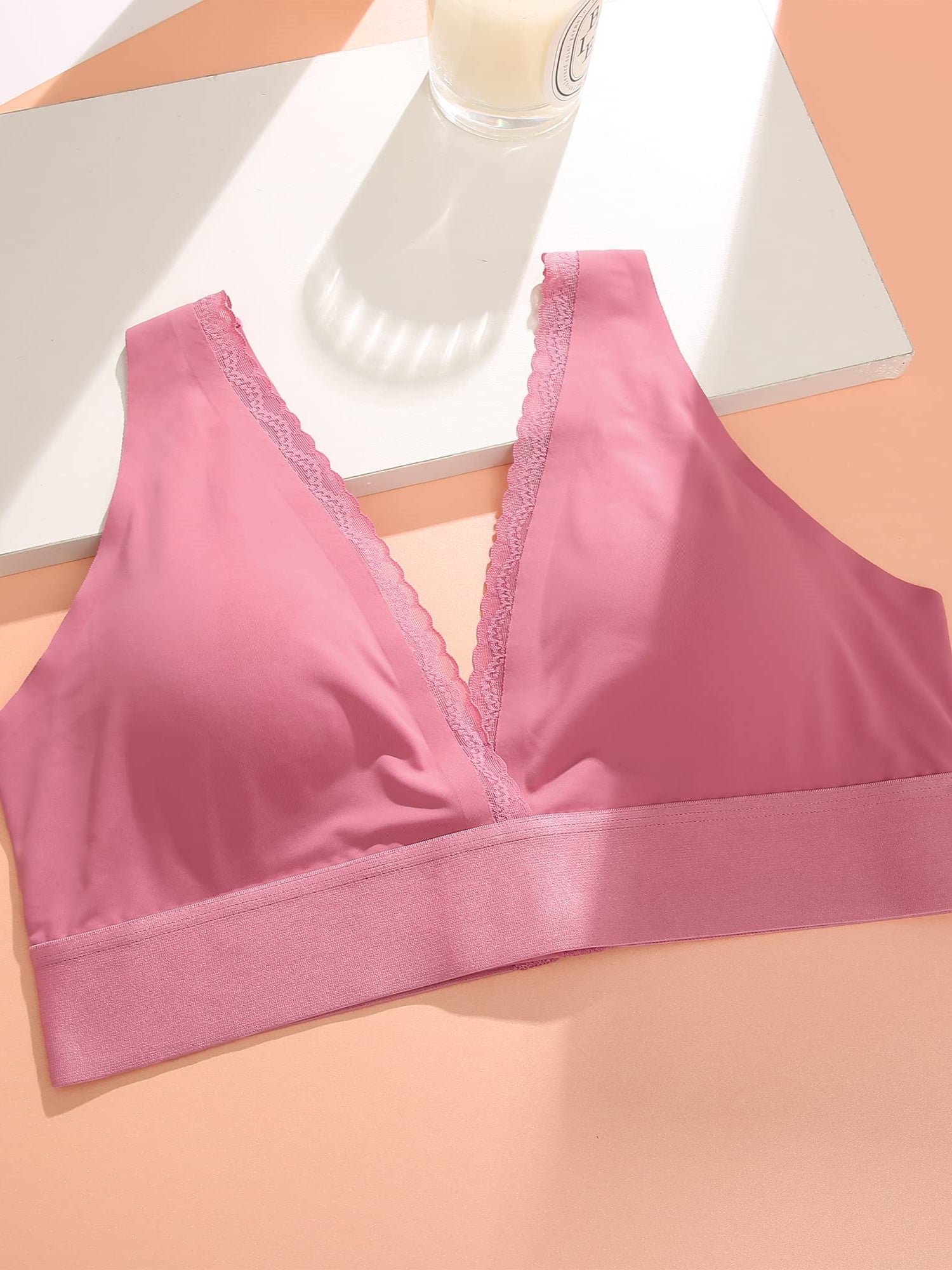 Bralettes para mujer Sujetadores con escote en V para mujer HotPink